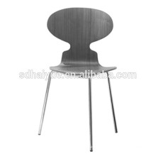 2017 ресторан мебель Тип серый деревянный обеденный стул со спинкой и хромированными ножками